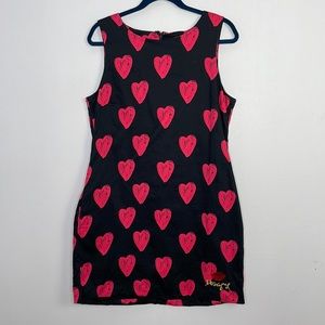 Desigual heart print black shift dress